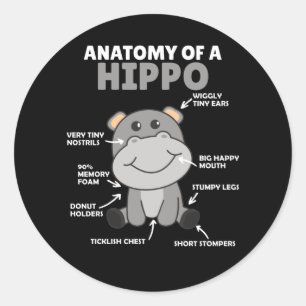 Sweet Hippo Statement Anatomie eines Hippo Runder Aufkleber
