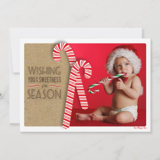 Sweet Holiday Foto Card mit Niedlichen Candy Canes Feiertagskarte