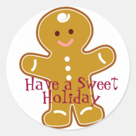 Sweet Holiday Gingerbrot Man Label Runder Aufkleber