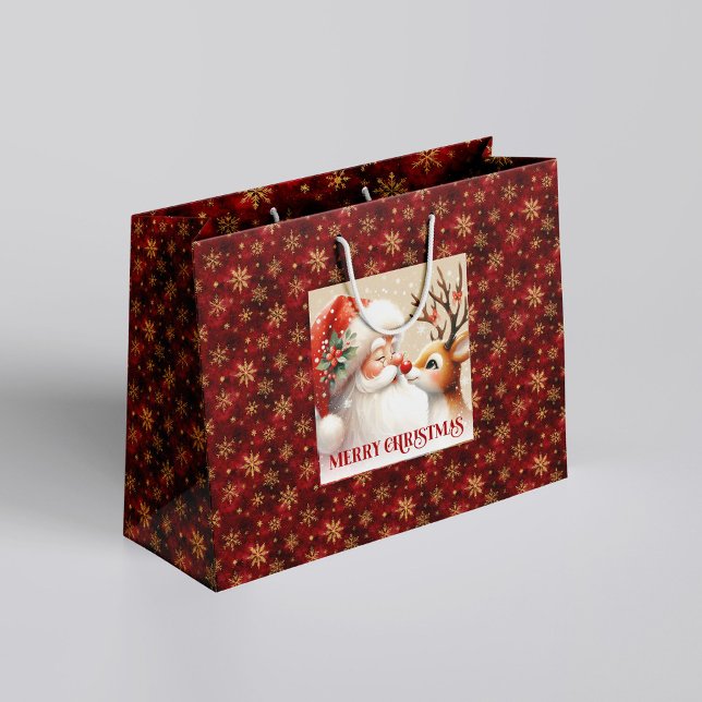 Sweet Holiday Santa Claus Red Nose Rudolph Bag Große Geschenktüte (Sweet Holiday Santa Claus Red Nose Rudolph Bag)