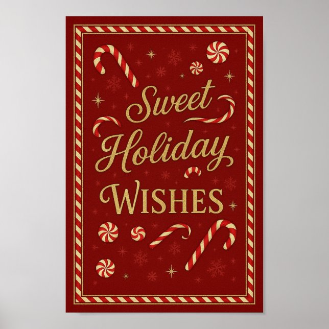 Sweet Holiday wünscht Candy Cane Christmas Poster (Vorne)
