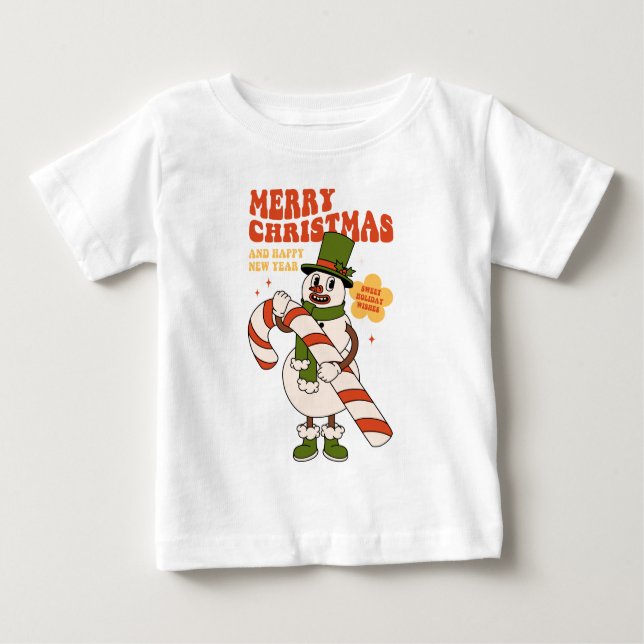 Sweet Holiday wünscht sich ein Candy Cane Weihnach Baby T-shirt (Vorderseite)
