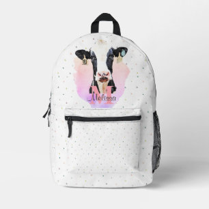 Sweet Holstein Kuh Kids Pink Name Monogram Animal Bedruckter Rucksack