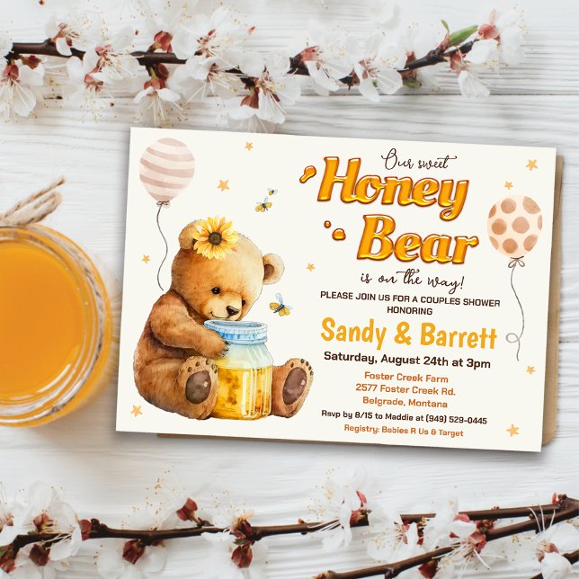 Sweet Honey Bear Baby Shower Einladung (Von Creator hochgeladen)