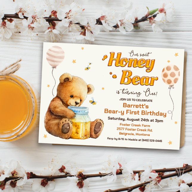 Sweet Honey Bear Birthday Einladung (Von Creator hochgeladen)
