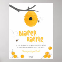 Sweet Honey Bee Baby Dusche Windel Raffle Schild