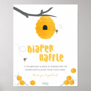 Sweet Honey Bee Baby Dusche Windel Raffle Schild