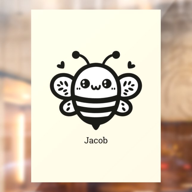 Sweet Honey Bee - Kawaii Kinderzimmer Line Art Fensteraufkleber (Blatt 2)