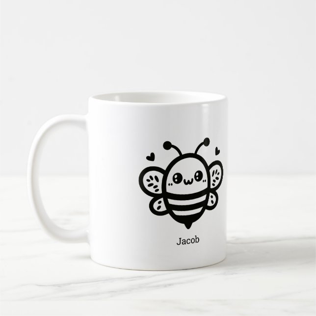 Sweet Honey Bee - Kawaii Kinderzimmer Line Art Kaffeetasse (Links)