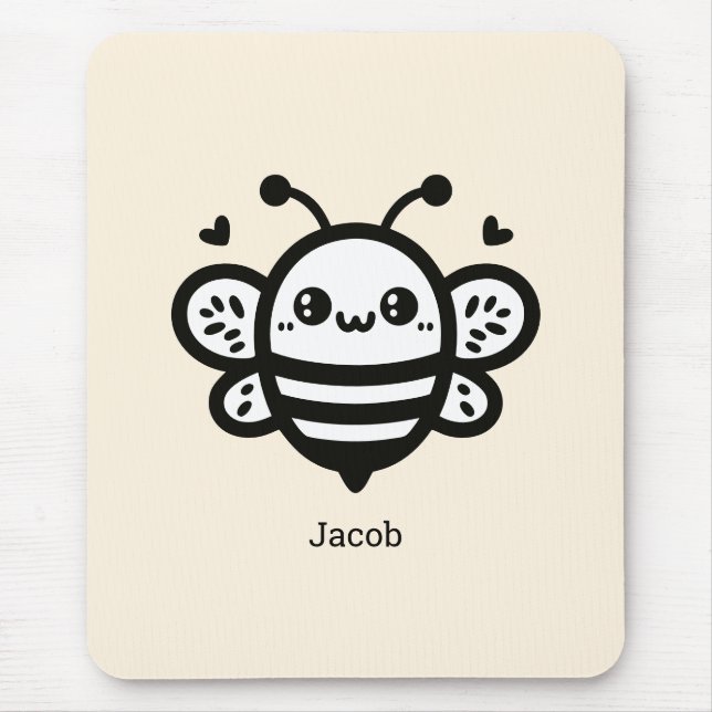 Sweet Honey Bee - Kawaii Kinderzimmer Line Art Mousepad (Vorne)