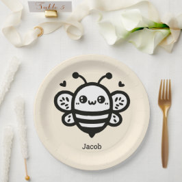 Sweet Honey Bee - Kawaii Kinderzimmer Line Art Pappteller