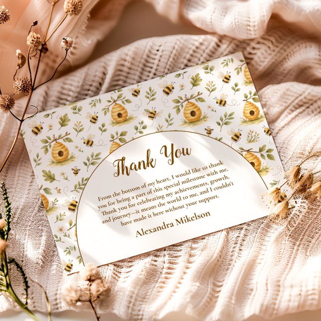 Sweet Honey Bee Wild One Birthday Dankeskarte (Von Creator hochgeladen)