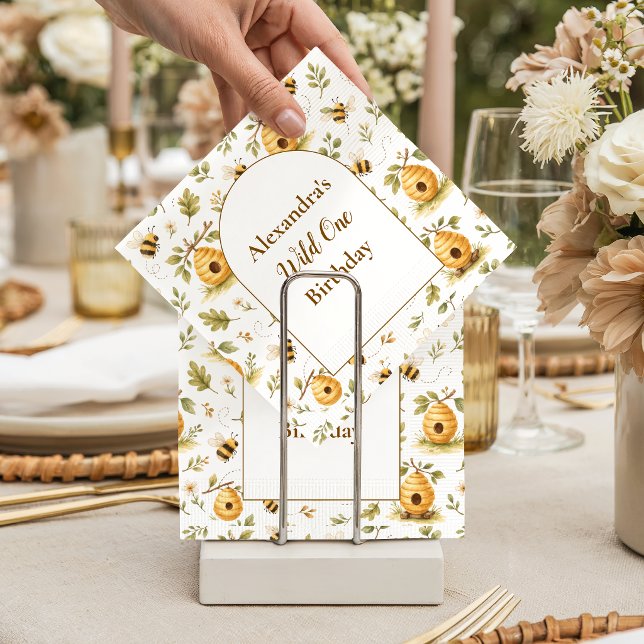 Sweet Honey Bee Wild One Birthday Serviette (Von Creator hochgeladen)
