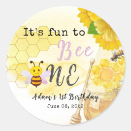 Sweet Honey Lilac Yellow Green Bee 1. Geburtstag Runder Aufkleber