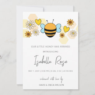 Sweet Honey Niedlich New Baby Foto Geburtserklärun Ankündigung