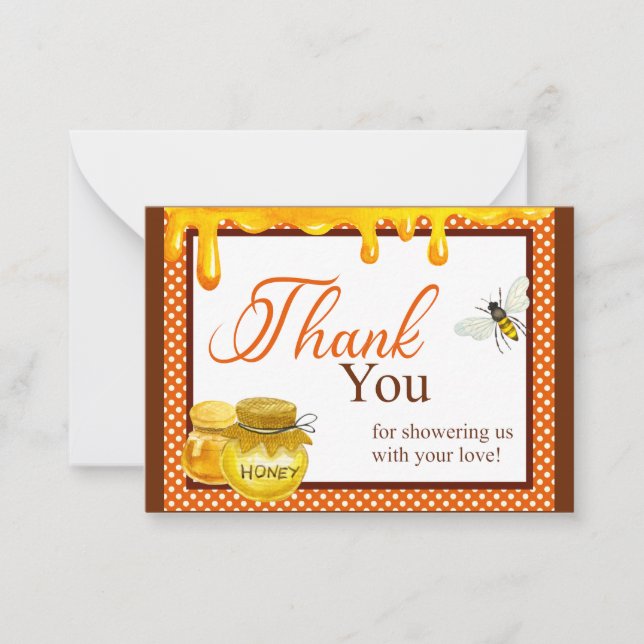 Sweet Honeybee Baby Dusche Vielen Dank Note Card Mitteilungskarte (Vorderseite)