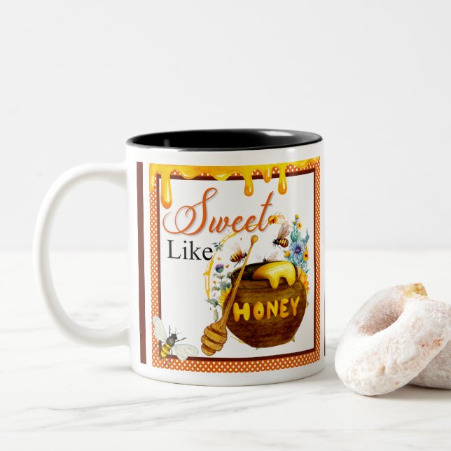 Sweet Honeybee Baby Dusche Zweifarbige Tasse (Mit Donut)