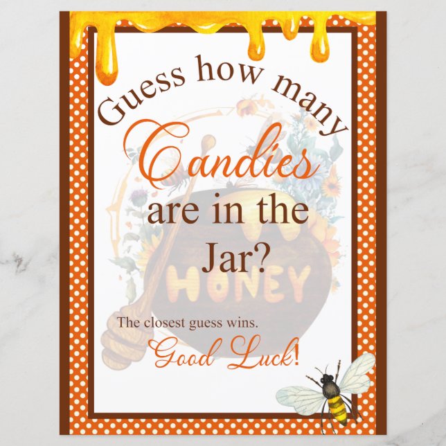 Sweet Honeybee Baby Shower Candy Jar Game (Vorderseite)