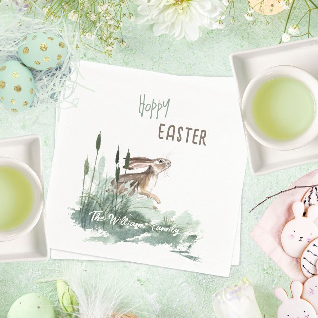 Sweet Hoppy Oaster Bunny Watercolor Serviette (Sweet Hoppy Easter Bunny Watercolor Napkins ©Susanne Sachers - Sunny Mind 🌞)