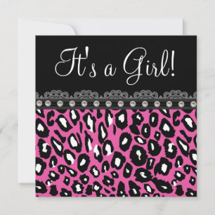 Sweet Hot Pink Leopard Baby Dusche Einladung