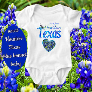 Sweet Houston TX Bluebonnet Herz und Mockingbird Baby Strampler
