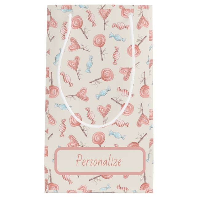 Sweet Hübsch Pink Candy Lollipops Niedlich Kleine Geschenktüte (Vorderseite)