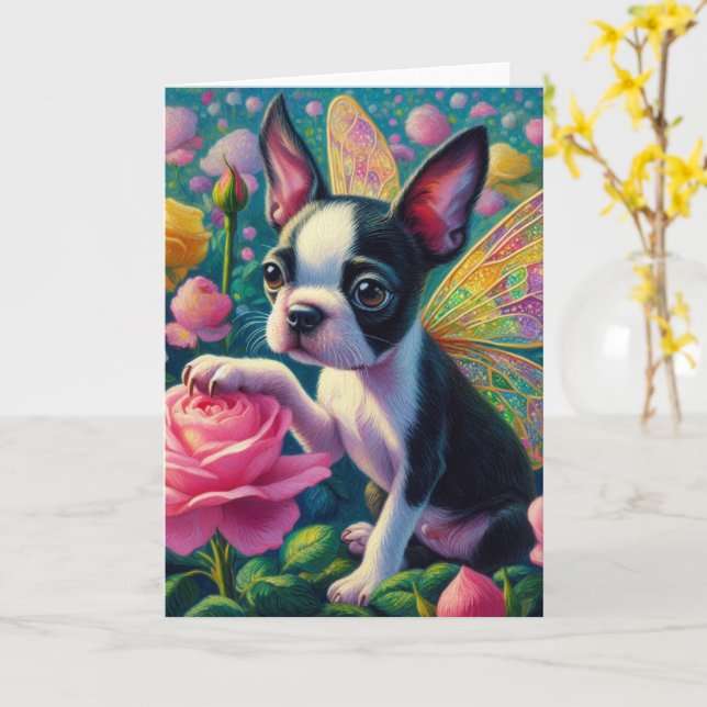 Sweet Hund Fairy Rose Jeden Anlaß Card Karte (Gelbe Blume)