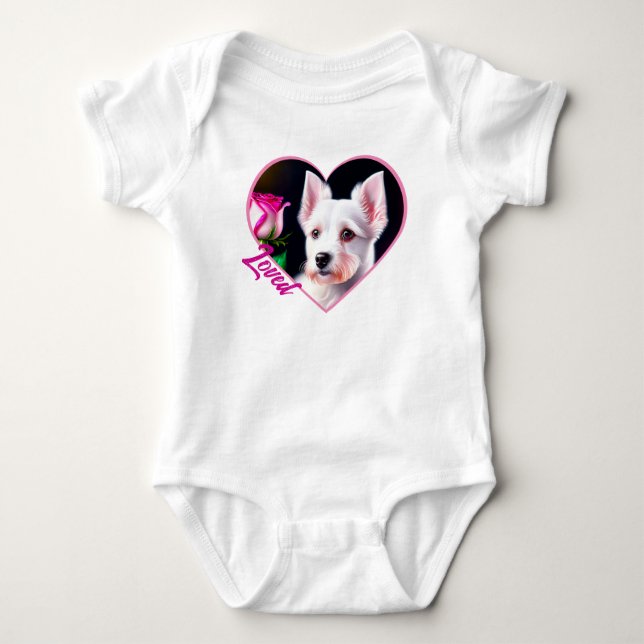 Sweet Hund und Rose Baby Strampler (Vorderseite)
