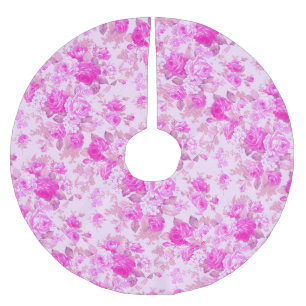 Sweet Hütte Lila und Rosa Weihnachten Polyester Weihnachtsbaumdecke