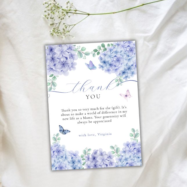 Sweet Hydrangea Floral Garden Baby Dusche Dankeskarte (Sweet Hydrangea Floral Garden Baby Shower Thank You Card)