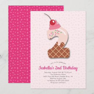 Sweet Ice Cream 2. Geburtstag Einladung