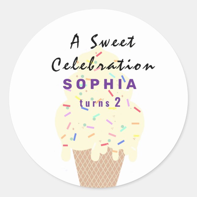 Sweet Ice Cream Birthday  Runder Aufkleber (Vorderseite)