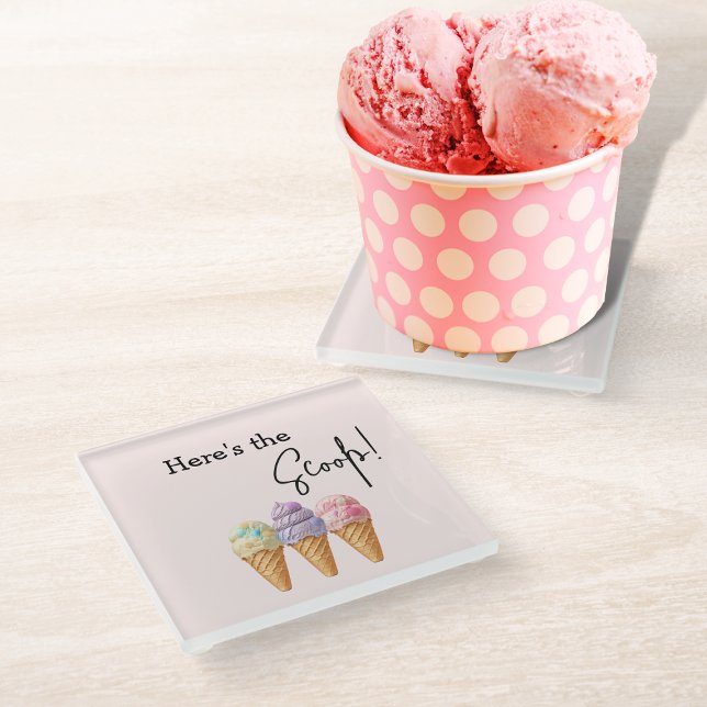 Sweet Ice Cream Summer Here Scoop Baby Dusche Glasuntersetzer (Von Creator hochgeladen)