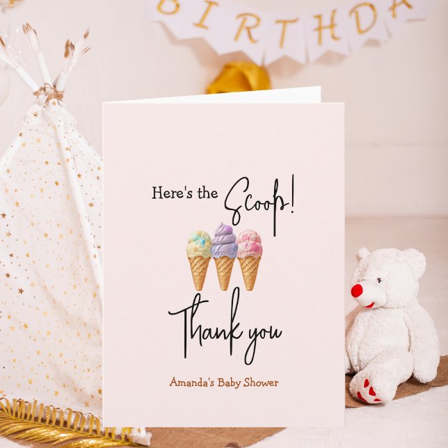 Sweet Ice Cream Summer Here Scoop Baby Dusche Karte (Von Creator hochgeladen)