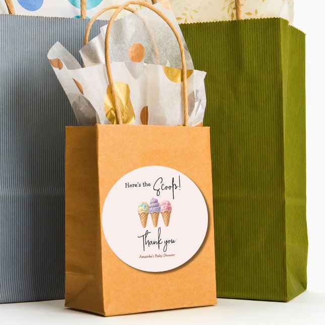 Sweet Ice Cream Summer Here Scoop Baby Dusche Runder Aufkleber (Von Creator hochgeladen)