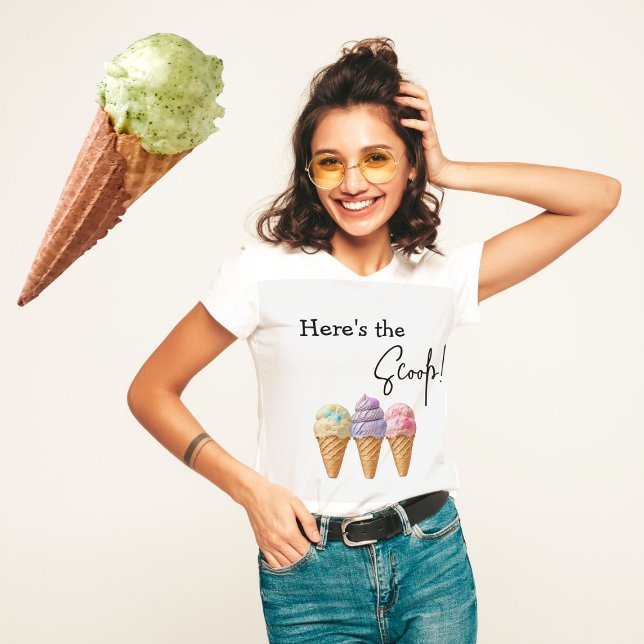 Sweet Ice Cream Summer Here Scoop Baby Dusche T-Shirt (Von Creator hochgeladen)