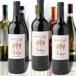 Sweet Ice Cream Summer Here Scoop Baby Shower Weinetikett