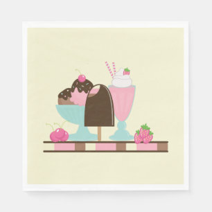 Sweet Ice Cream Sundae & Strawberry Float Serviette