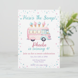 Sweet Ice Cream Truck Birthday Invitation Einladung