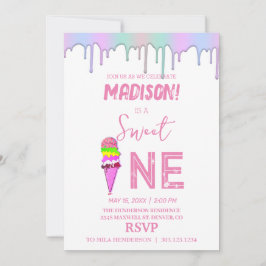 Sweet Ice Creme Regenbogenfarben, Einladung