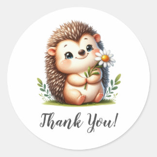 Sweet Igel Holding Blume Vielen Dank Runder Aufkleber