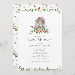 Sweet Igel Watercolor Floral Baby Dusche Einladung