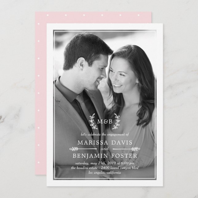 Sweet Initials EDITABLE COLOR Foto Einladung (Vorne/Hinten)