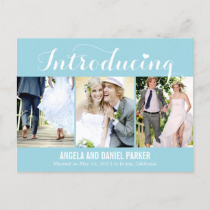 Sweet Introduction Wedding Announcement - Blue Ankündigungspostkarte