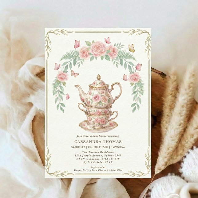 Sweet Is Brewing Butterfly Floral Baby Shower Tea Einladung (Von Creator hochgeladen)