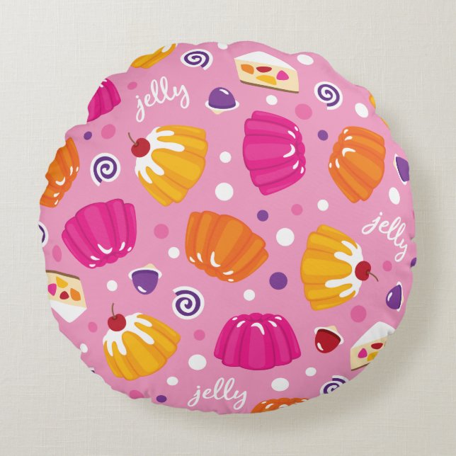Sweet Jelly Pattern Rundes Kissen (Vorderseite)
