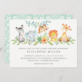 Sweet Jungle Animals Neutral Baby Shower Einladung