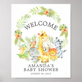 Sweet Jungle Animals Welcome Baby Shower Poster