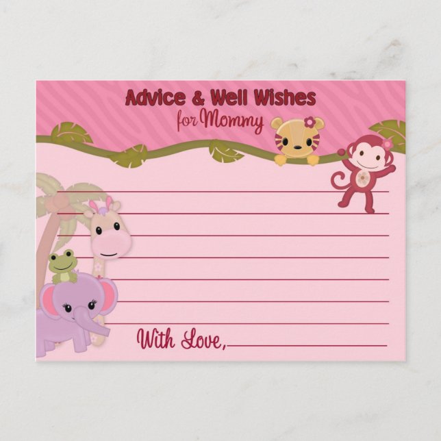 Sweet Jungle Babies Ratschläge für MOMY Cards PINK Hinweiskarte (Vorderseite)