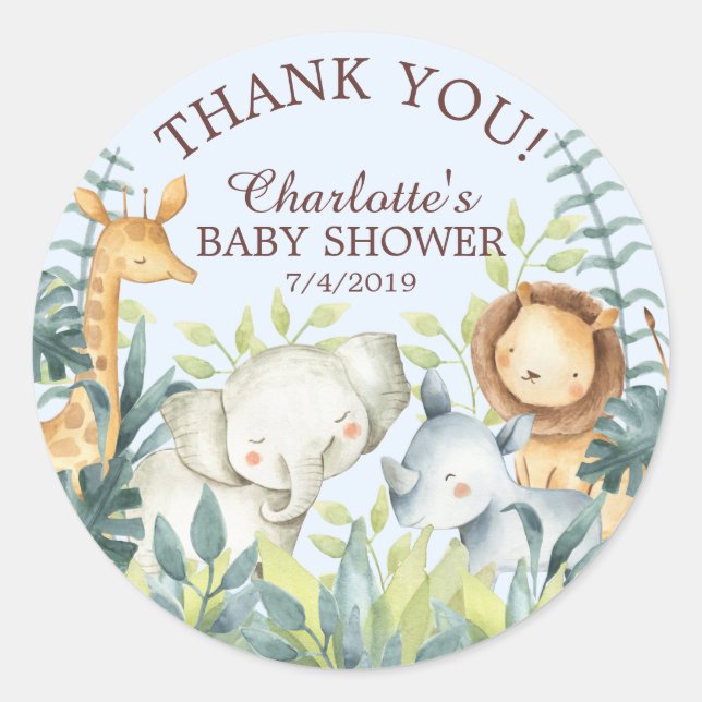 Sweet Jungle Baby Dusche Vielen Dank für Ihr Inter Runder Aufkleber (Vorderseite)